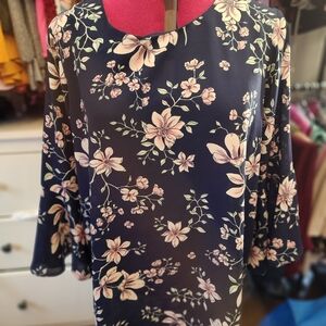 Floral Navy Women's Tunic Top
